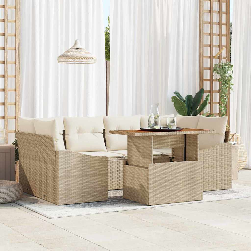 Gartensofa-set 7 Stk. Beige und Creme