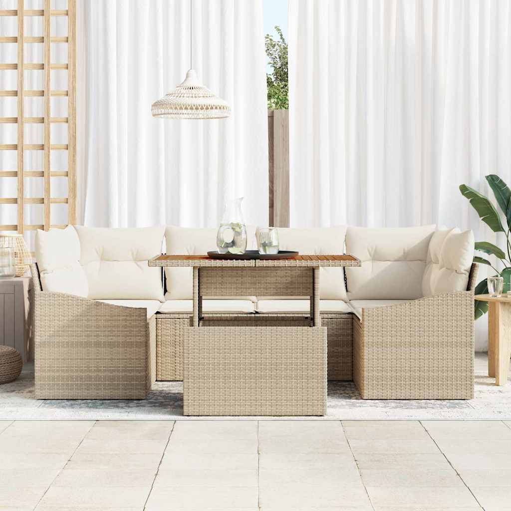Gartensofa-set 7 Stk. Beige und Creme