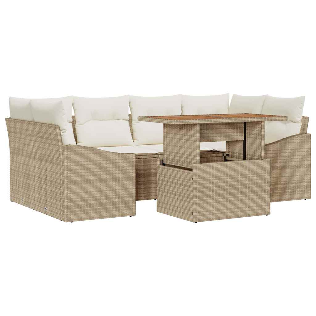 Gartensofa-set 7 Stk. Beige und Creme