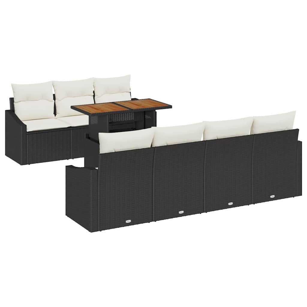 Garten Essgruppe mit Kissen 8 pcs Schwarz und Creme