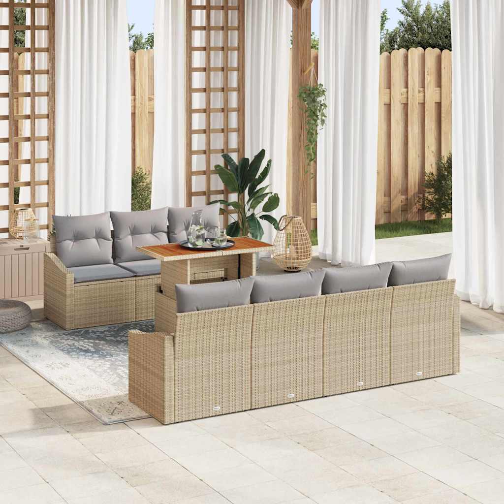Garten Essgruppe mit Kissen 8 pcs Beige und Grau