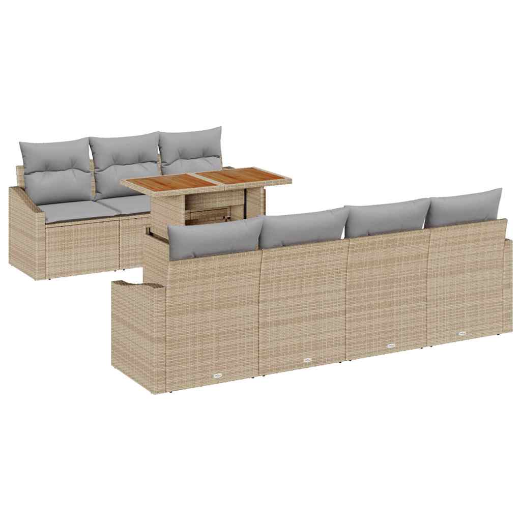 Garten Essgruppe mit Kissen 8 pcs Beige und Grau