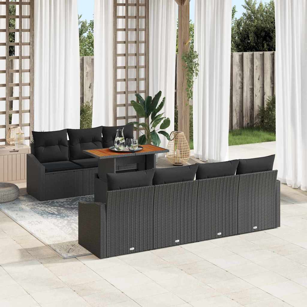 Garten Essgruppe mit Kissen 8 pcs Schwarz und Braun