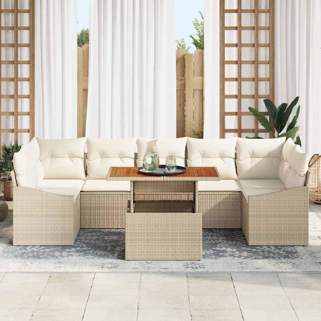 Garten Essgruppe mit Kissen 8 pcs Beige und Creme