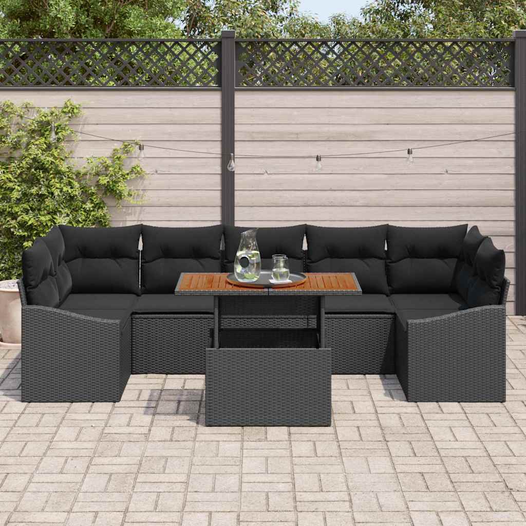 Garten Essgruppe mit Kissen 8 pcs Schwarz und Braun