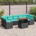 Garten Essgruppe mit Kissen 8 pcs Schwarz und Teal