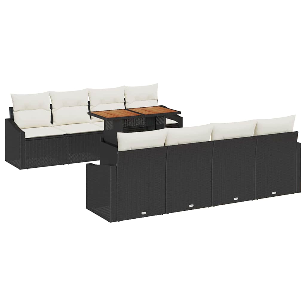 Garten Essgruppe mit Kissen 9 pcs Schwarz und Creme