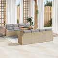 Garten Essgruppe mit Kissen 9 pcs Beige und Grau