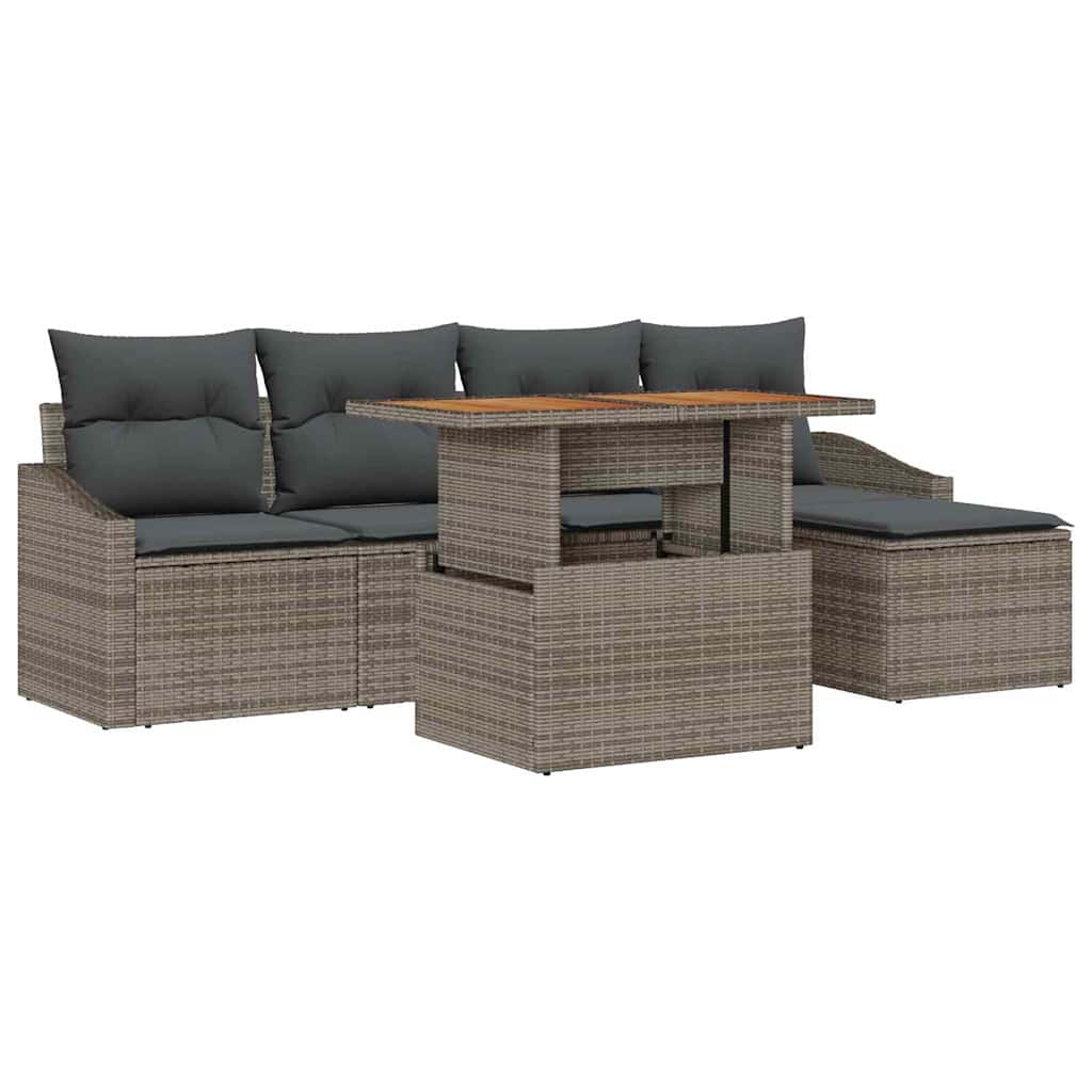 Garten Essgruppe mit Kissen 6 pcs Grau und Braun