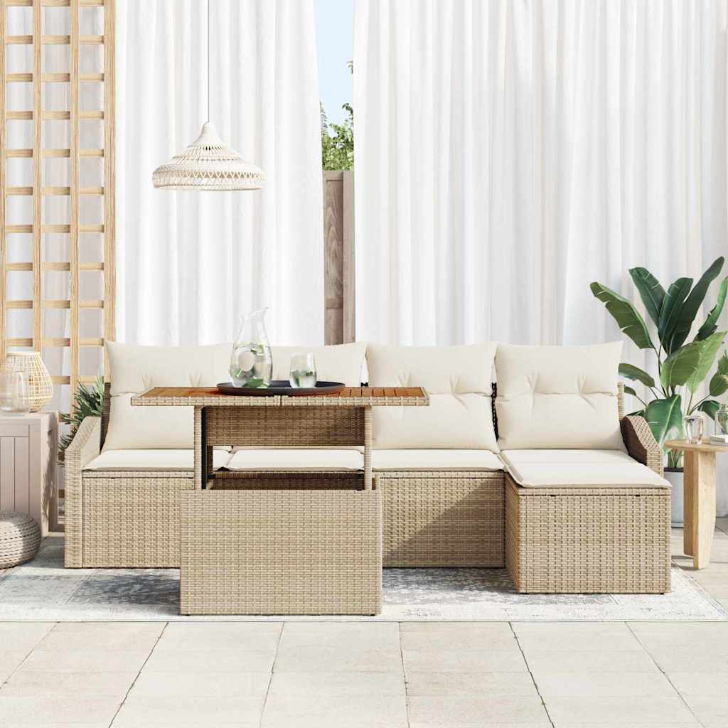 Gartensofa-set 6 pcs Beige und Creme