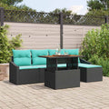 Garten Essgruppe mit Kissen 6 pcs Schwarz und Teal