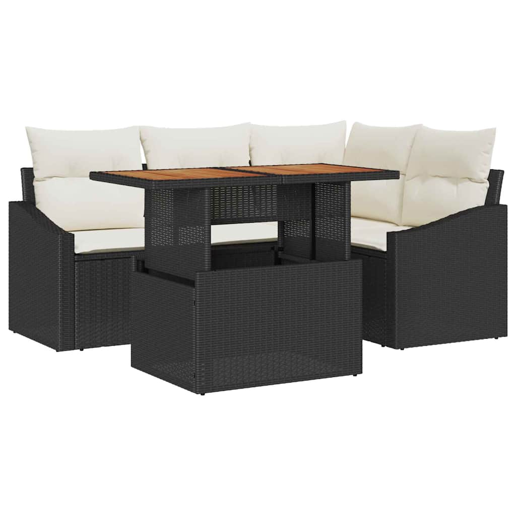 Garten Essgruppe mit Kissen 5 pcs Schwarz und Creme