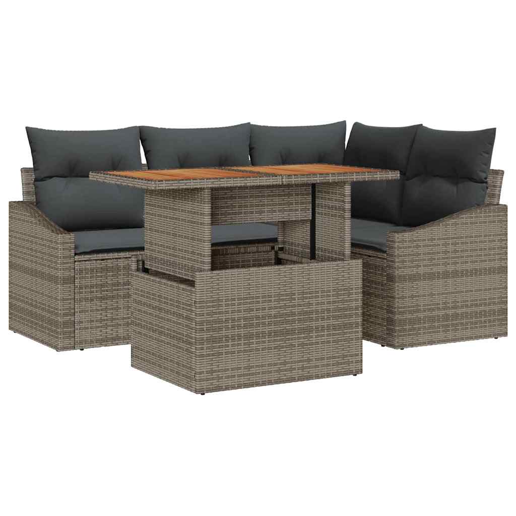 Garten Essgruppe mit Kissen 5 pcs Grau und Braun
