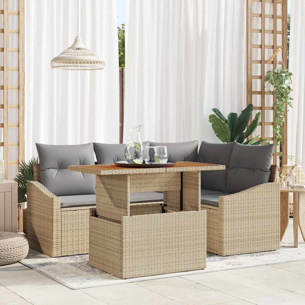 Garten Essgruppe mit Kissen 5 pcs Beige und Grau