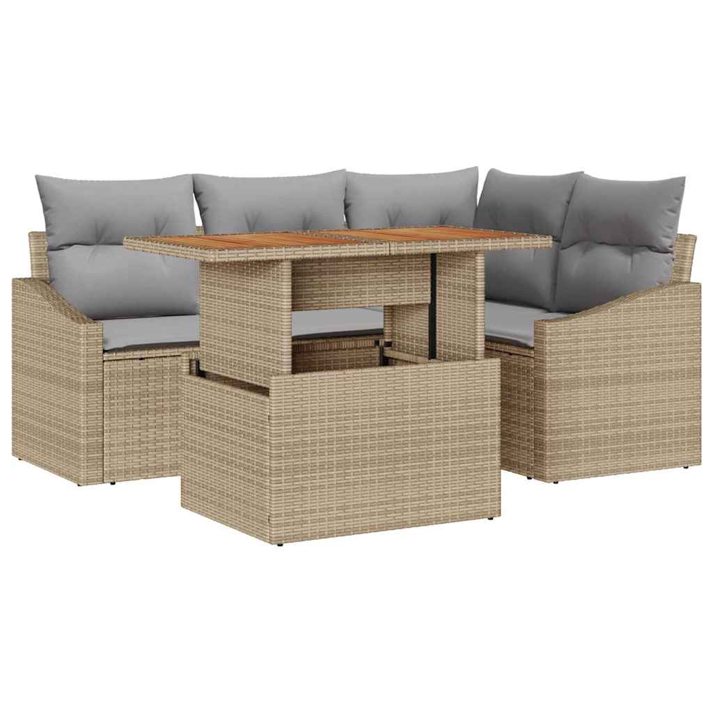 Garten Essgruppe mit Kissen 5 pcs Beige und Grau