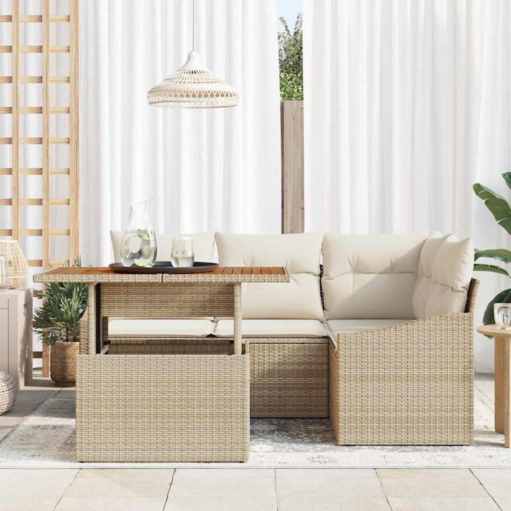 Garten Essgruppe mit Kissen 5 pcs Beige und Creme