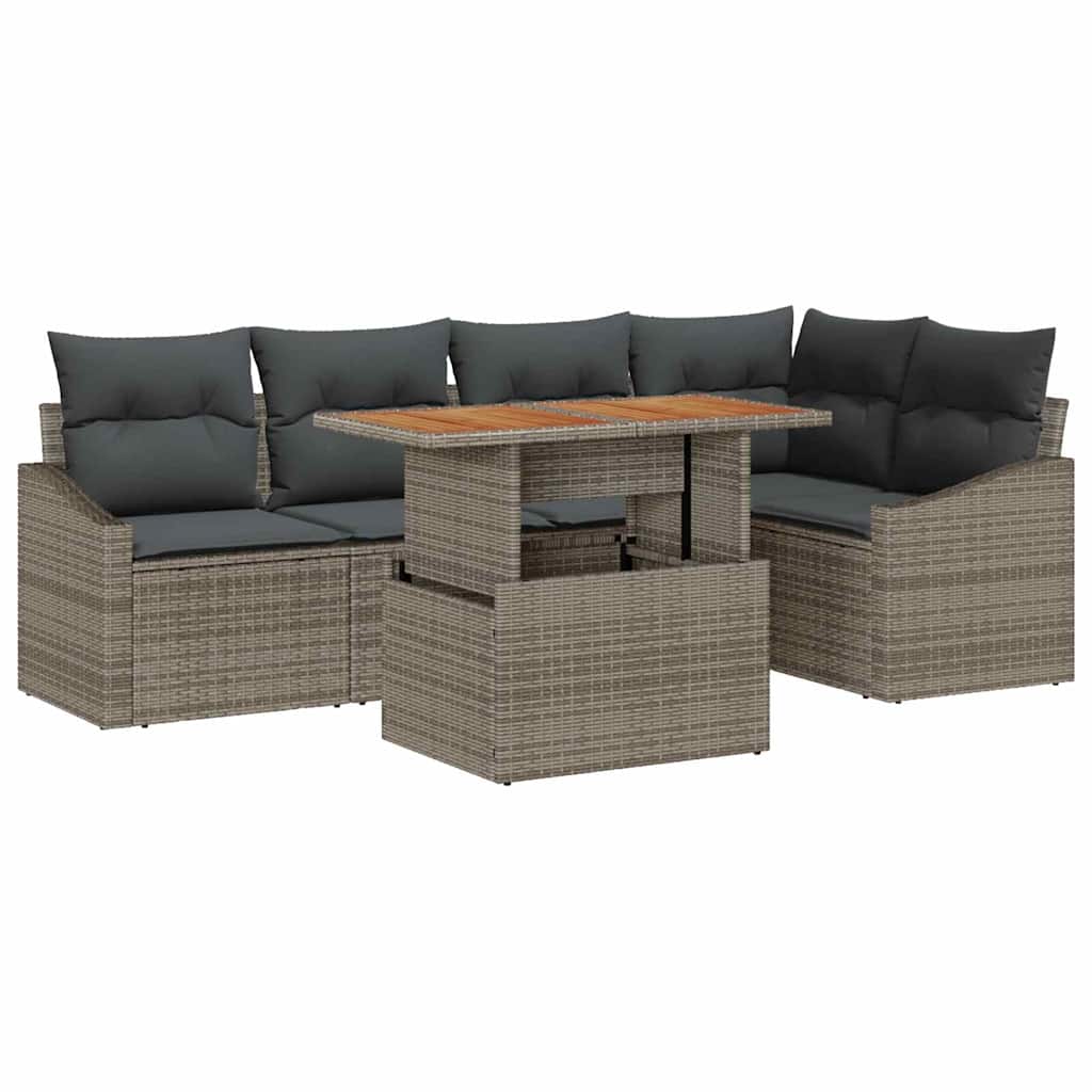 Garten Essgruppe mit Kissen 6 pcs Grau und Braun