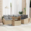 Garten Essgruppe mit Kissen 6 pcs Beige und Grau