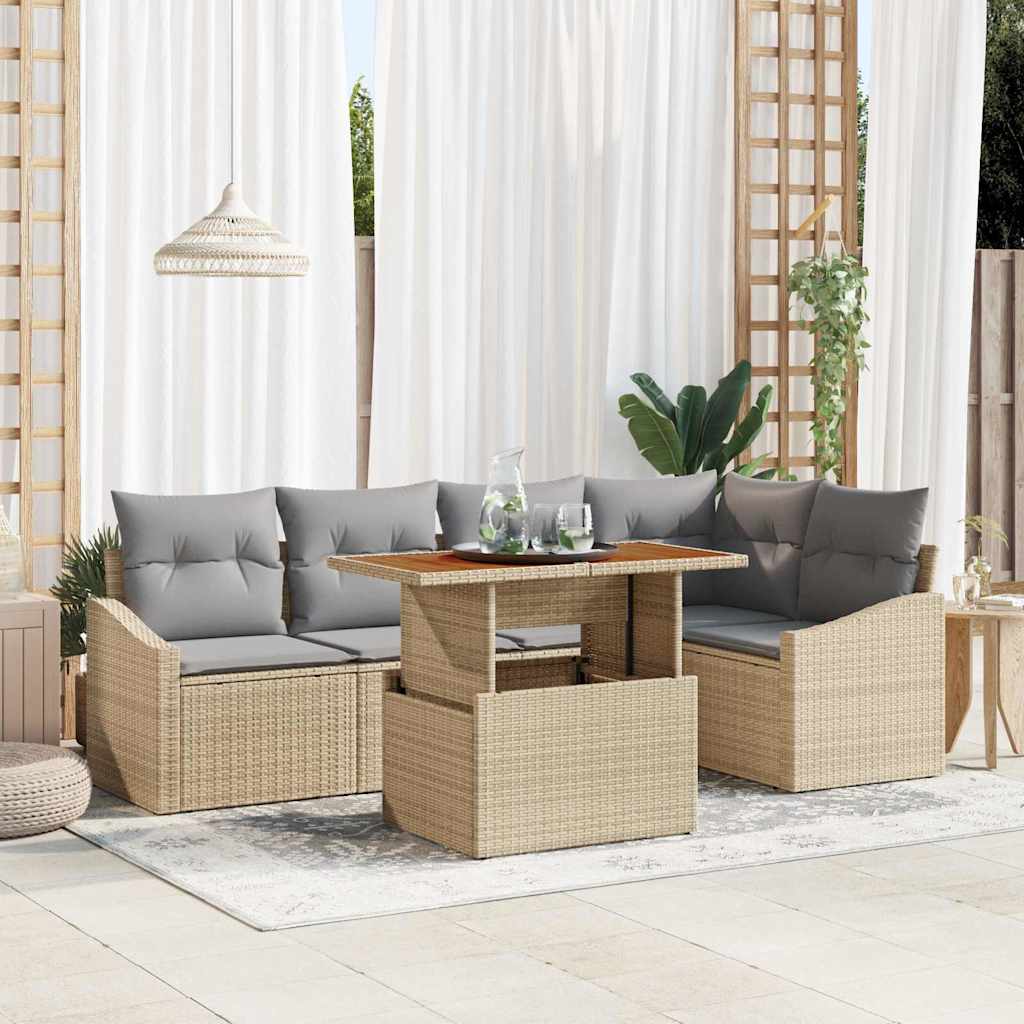 Garten Essgruppe mit Kissen 6 pcs Beige und Grau