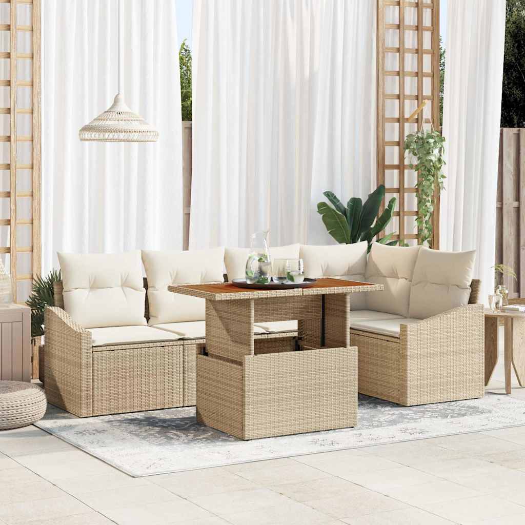 Gartensofa-set 6 Stk. Beige und Creme