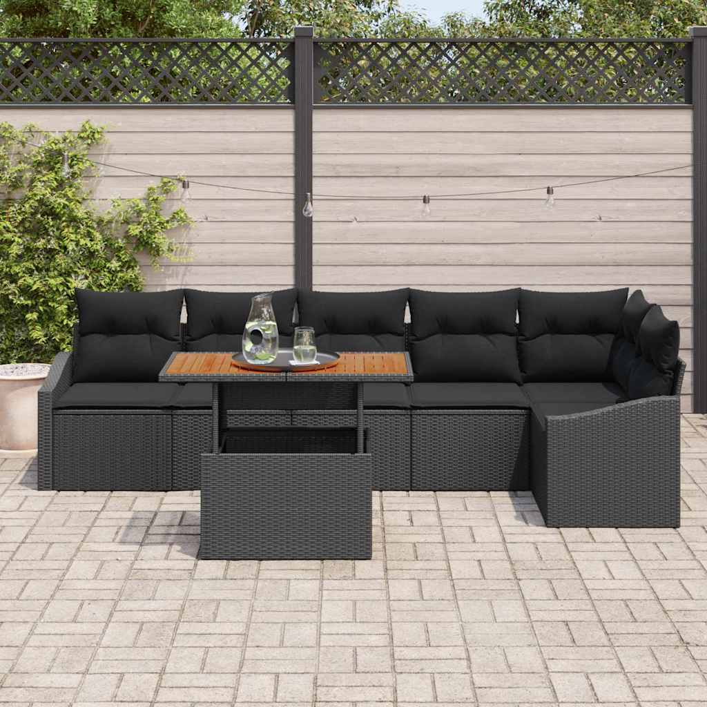 Garten Essgruppe mit Kissen 7 pcs Schwarz und Braun