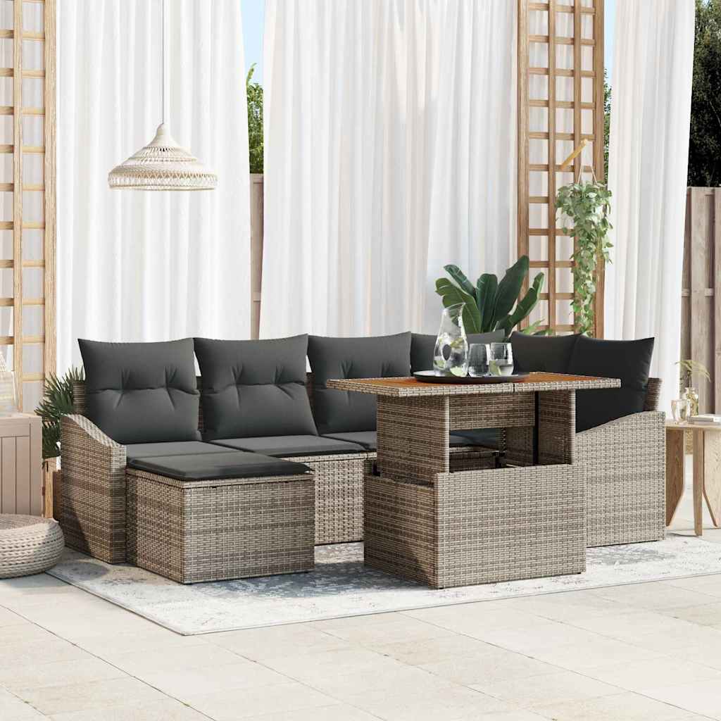 Garten Essgruppe mit Kissen 7 pcs Grau und Braun
