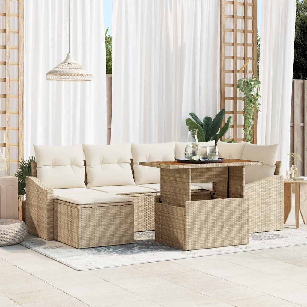 Gartensofa-set 7 pcs Beige und Creme