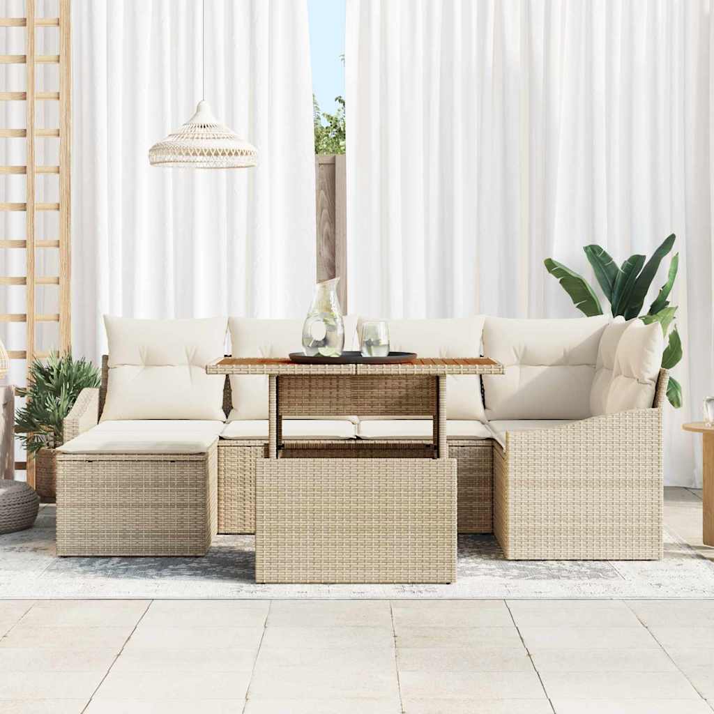 Gartensofa-set 7 pcs Beige und Creme