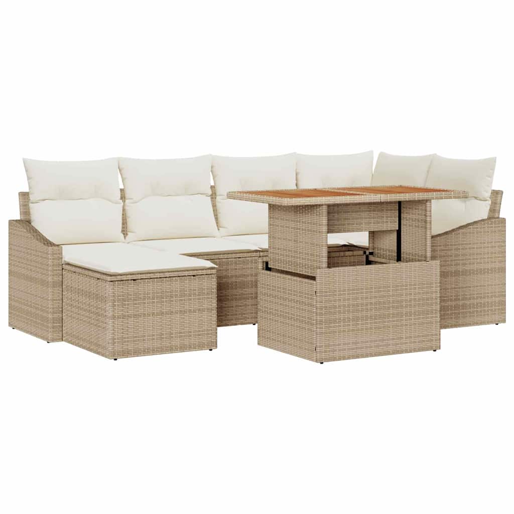 Gartensofa-set 7 pcs Beige und Creme