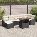 Garten Essgruppe mit Kissen 8 pcs Schwarz und Creme