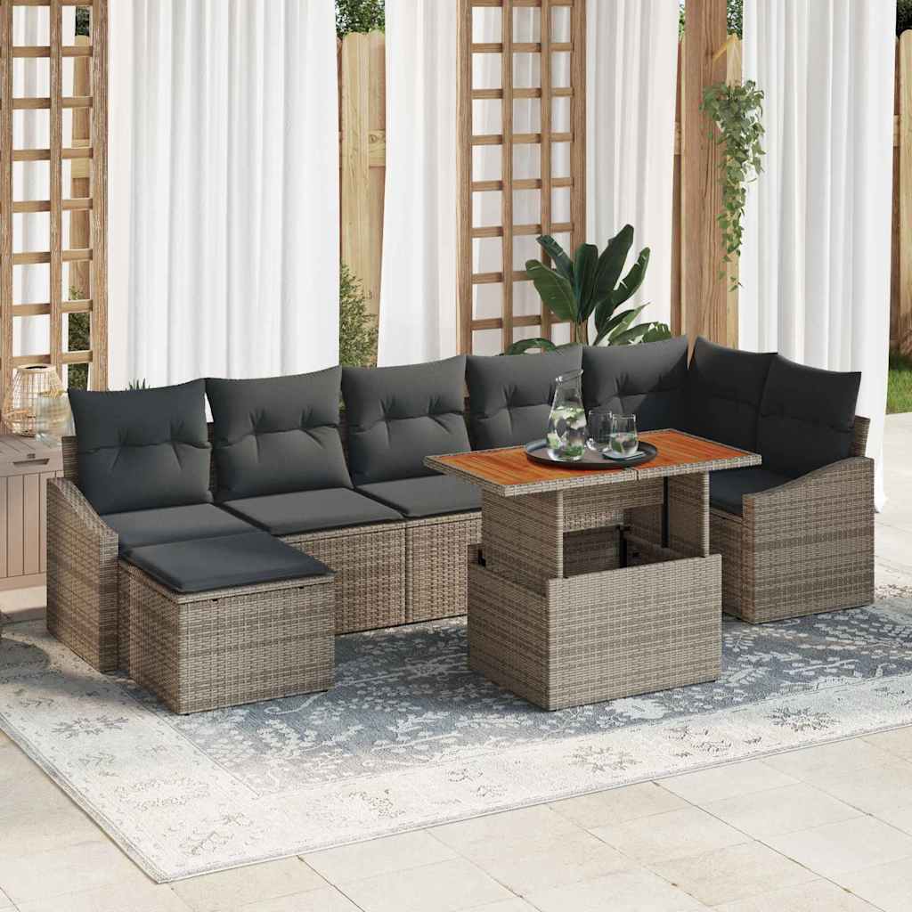 Garten Essgruppe mit Kissen 8 pcs Grau und Braun