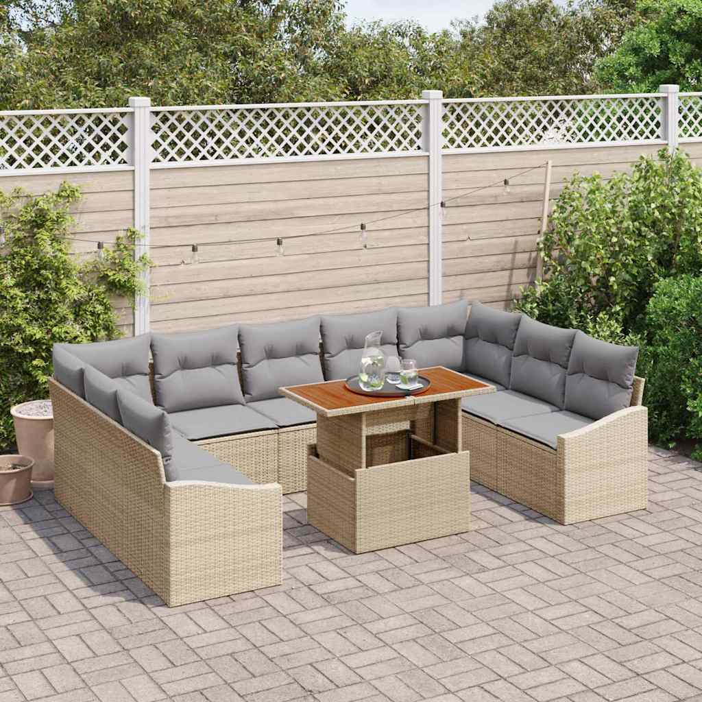 Garten Essgruppe mit Kissen 10 pcs Beige und Grau