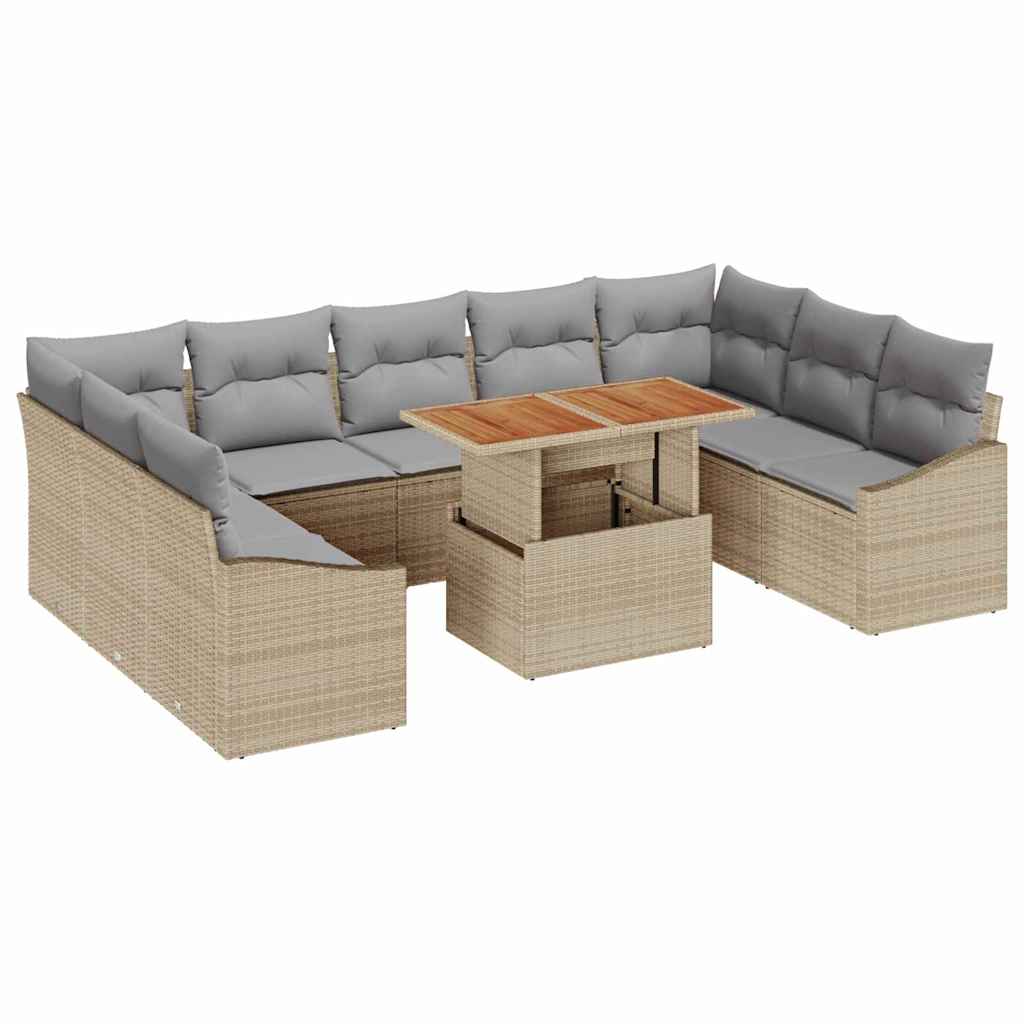 Garten Essgruppe mit Kissen 10 pcs Beige und Grau