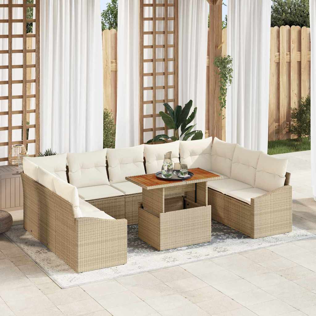Garten Essgruppe mit Kissen 10 pcs Beige und Creme