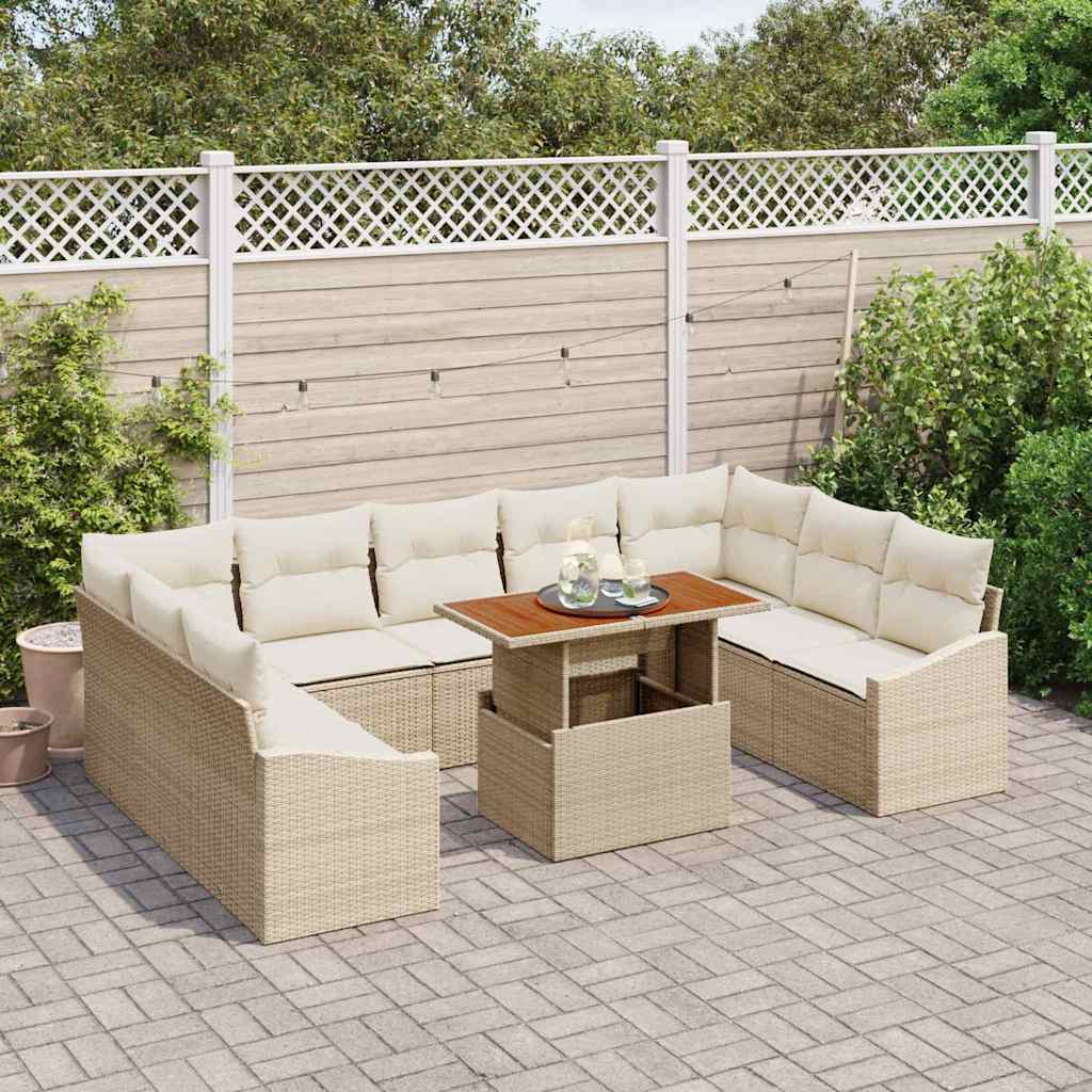 Garten Essgruppe mit Kissen 10 pcs Beige und Creme