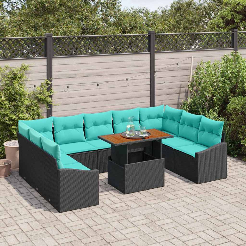 Garten Essgruppe mit Kissen 10 pcs Schwarz und Teal