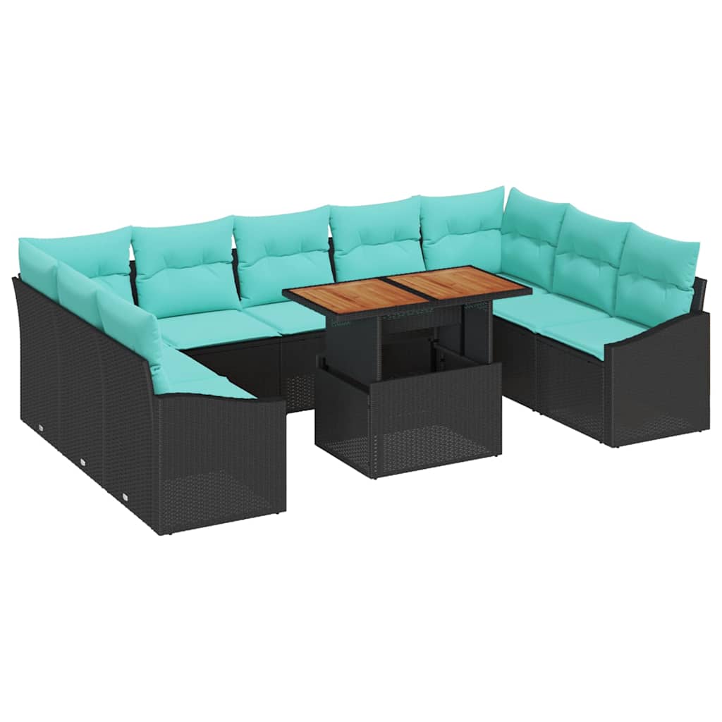 Garten Essgruppe mit Kissen 10 pcs Schwarz und Teal