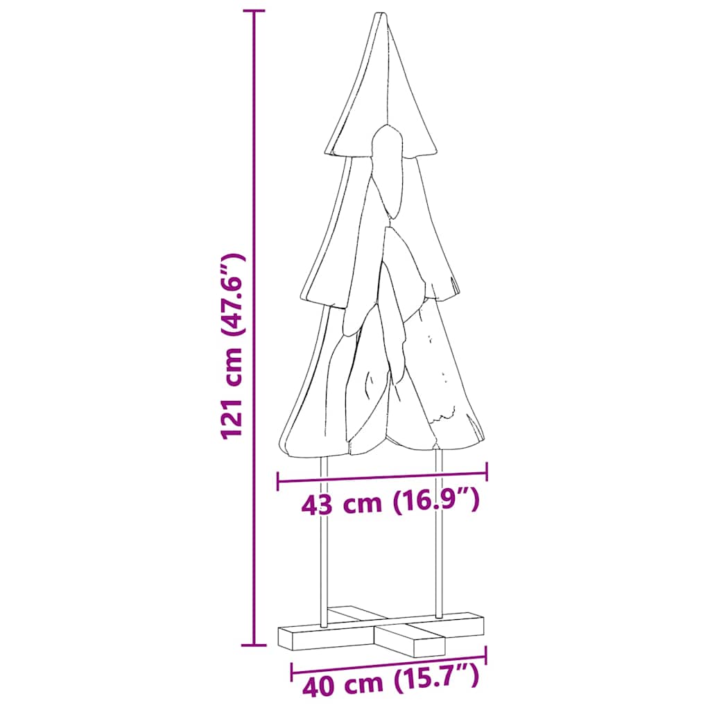Weihnachtsbaum mit Ständer Braun 121 cm Massivholz Teak