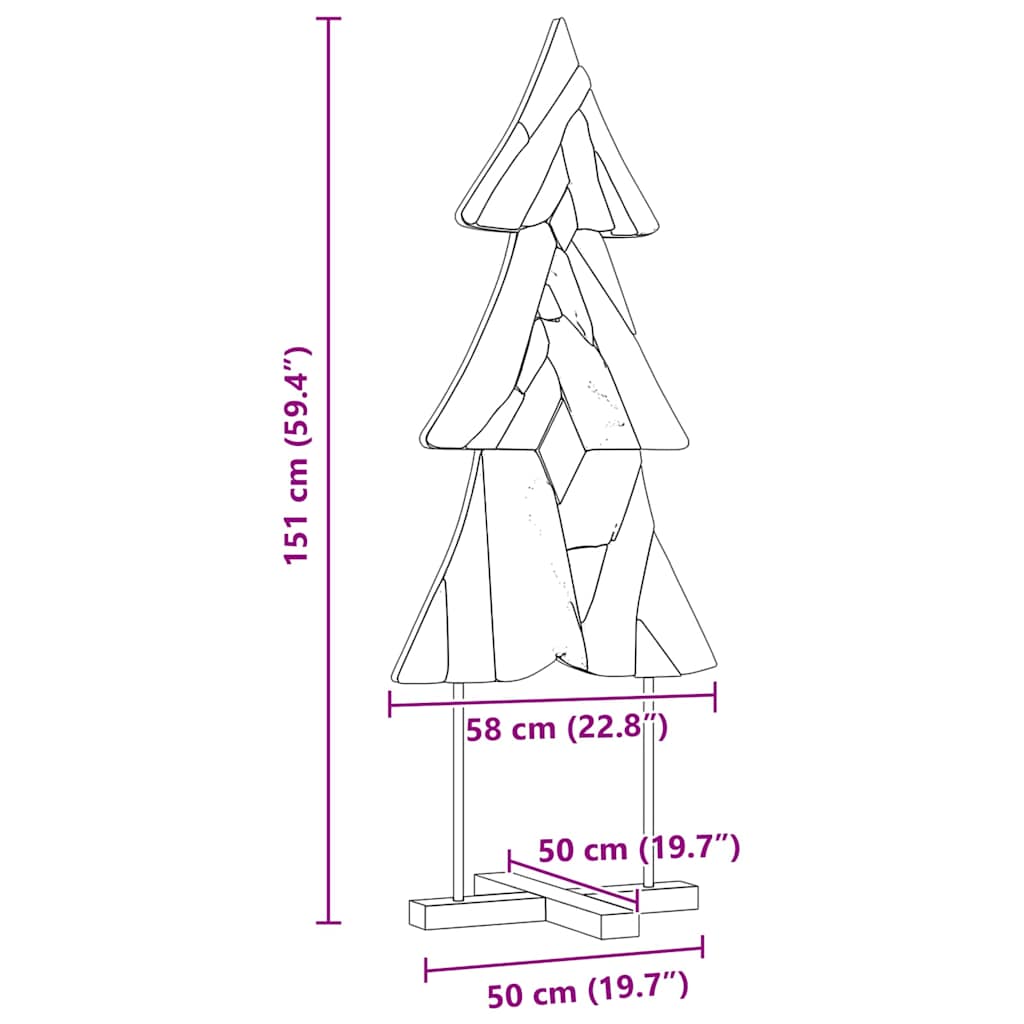 Weihnachtsbaum mit Ständer Braun 151 cm Massivholz Teak