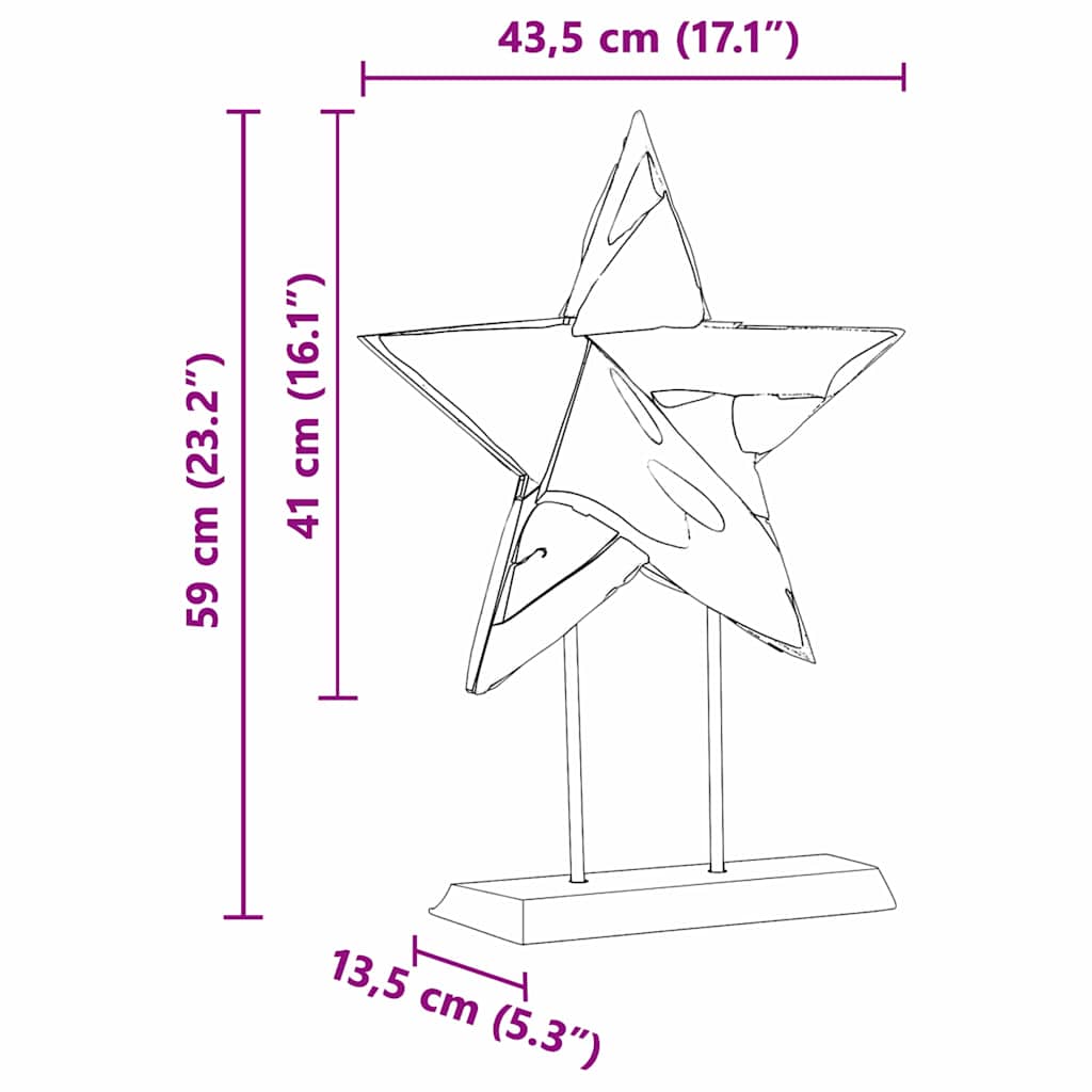 Weihnachtsstern Braun 43,5 x 13,5 x 59 cm Massivholz Teak