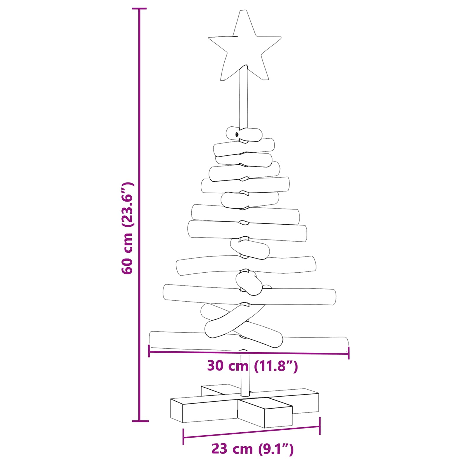 Weihnachtsbaum mit Ständer Braun 60 cm Massivholz Teak