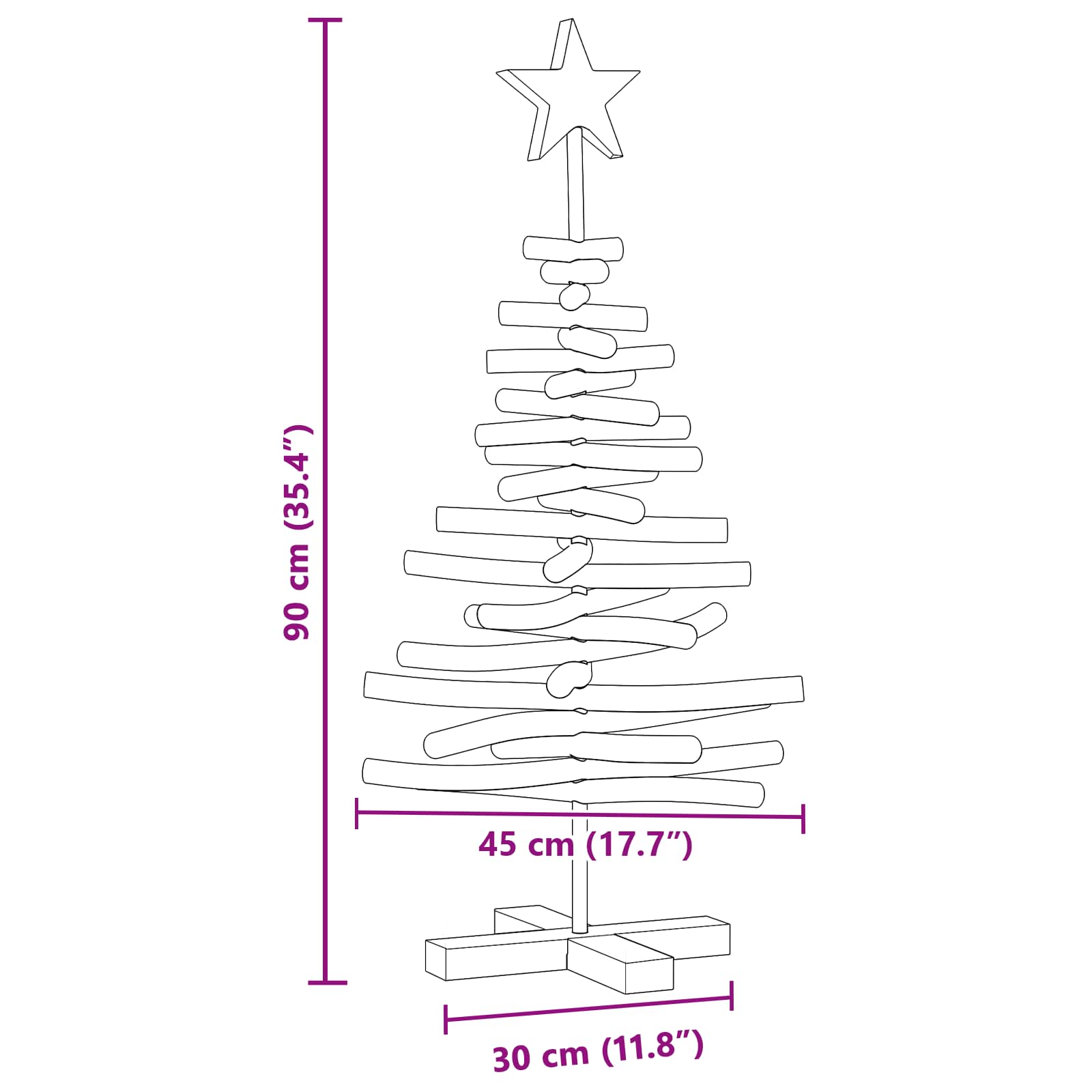 Weihnachtsbaum mit Ständer Braun 90 cm Massivholz Teak