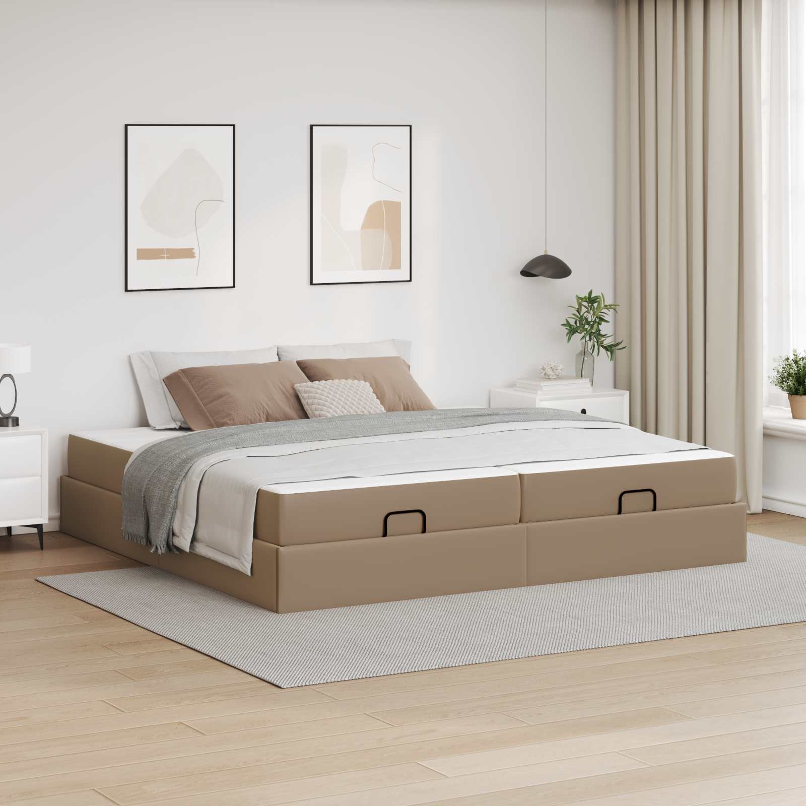 Bettgestell mit Matratze mit Matratze 2 pcs Hellbraun PVC