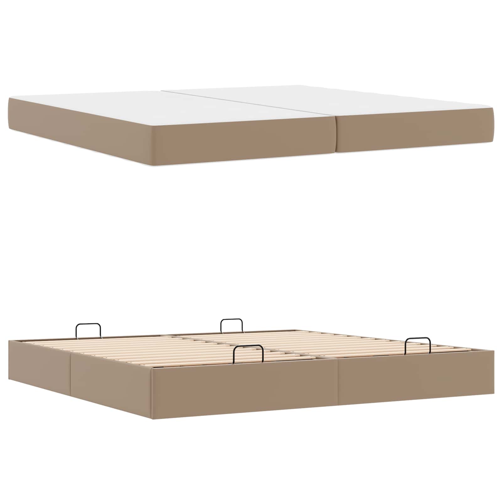 Bettgestell mit Matratze mit Matratze 2 pcs Hellbraun PVC