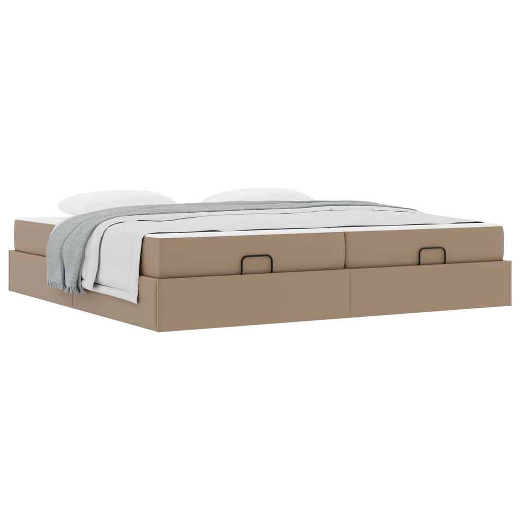 Bettgestell mit Matratze mit Matratze 2 pcs Hellbraun PVC