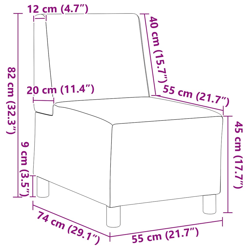 Modulares Armfreies Sofa 2 pcs Hellgrau 55 x 74 x 82 cm
