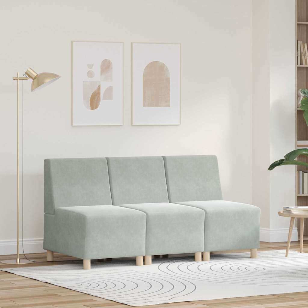 Modulares Armfreies Sofa 3 pcs Hellgrau 55 x 74 x 82 cm Samt