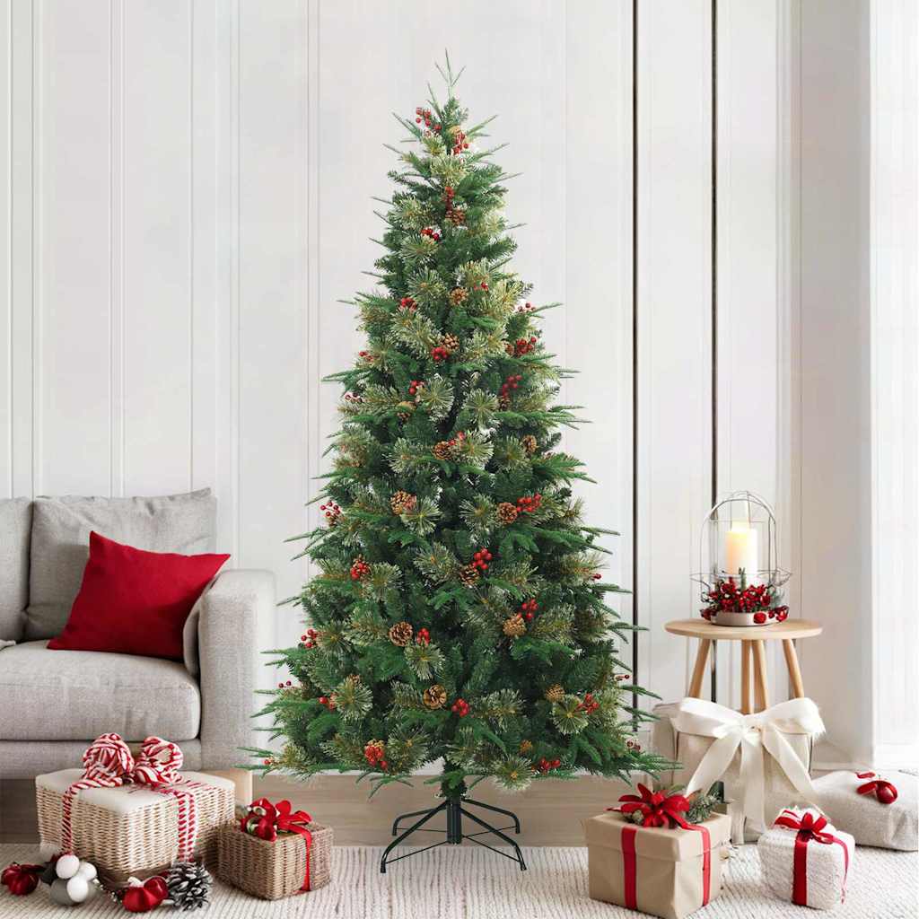 Künstlicher klappbarer Weihnachtsbaum mit Ständer Grün 210 cm