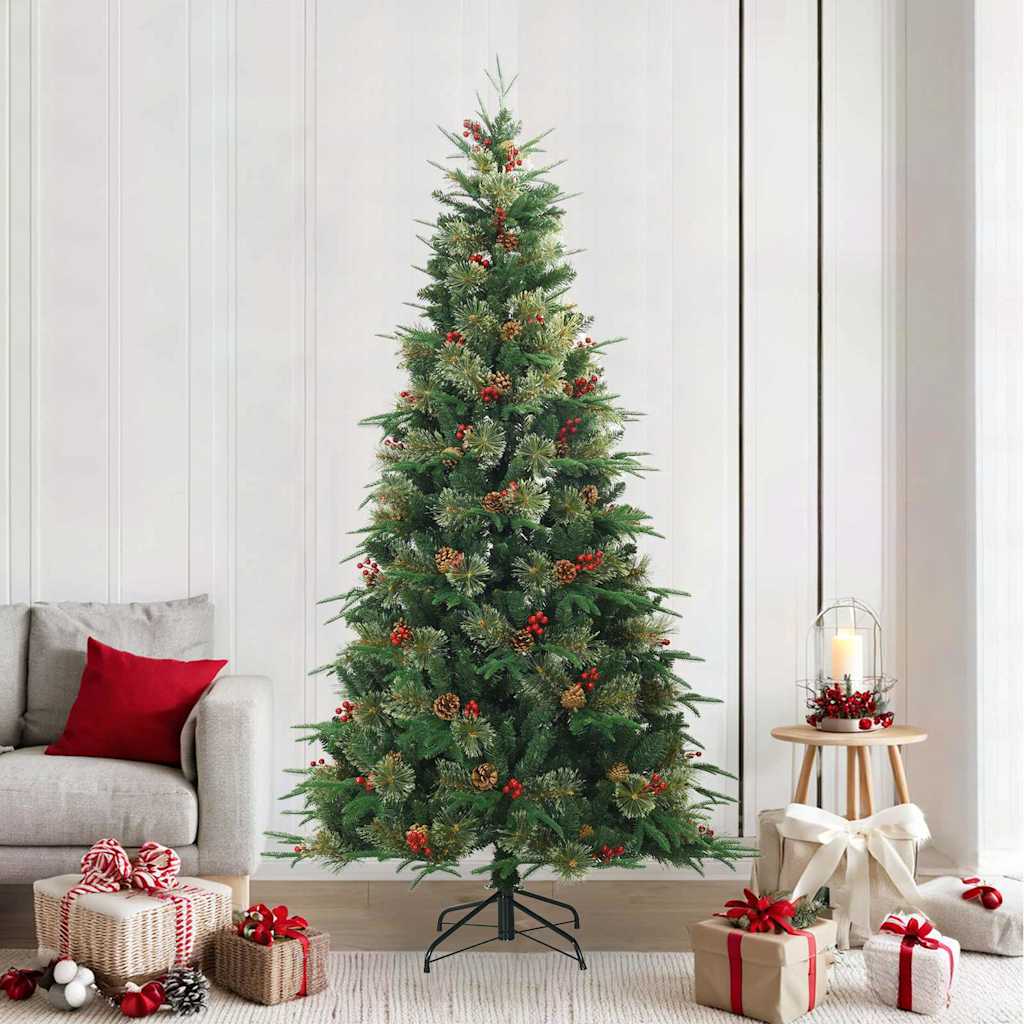 Künstlicher klappbarer Weihnachtsbaum mit Ständer Grün 240 cm
