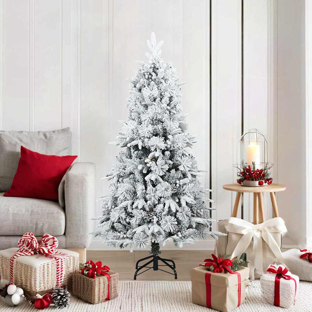 Künstlicher Scharnier-Weihnachtsbaum schneebedeckt Weiß 150 cm